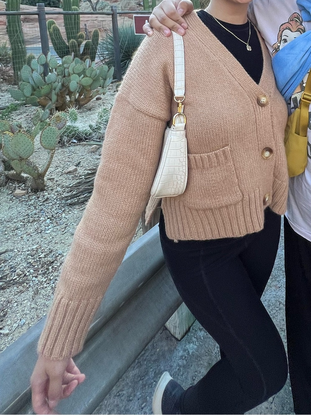 ASTR Camel Button Cardigan Sweater